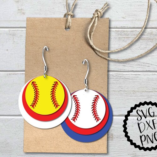 Baseball Earrings SVG Cut Files Sport Earrings Commercial Etsy