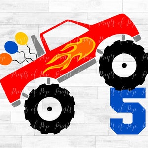 Monster Truck Geburtstag svg, 5.Geburtstag Clip Art, Truck Party Sublimation, svg, dxf, png, Schnittdatei