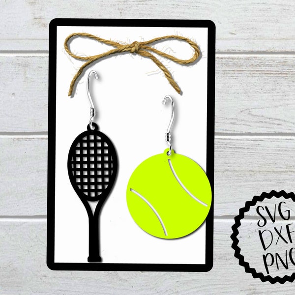 Tennis Ball Earrings svg, Tennis Racket Earrings Template, svg, dxf, png, Tennis Player Earrings Cut Files, Tennis Fan Gift Earrings