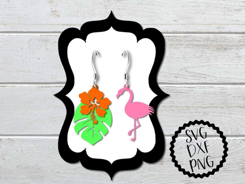 Download Flamingo Earrings svg Hibiscus Flower Earrings Clip Art | Etsy