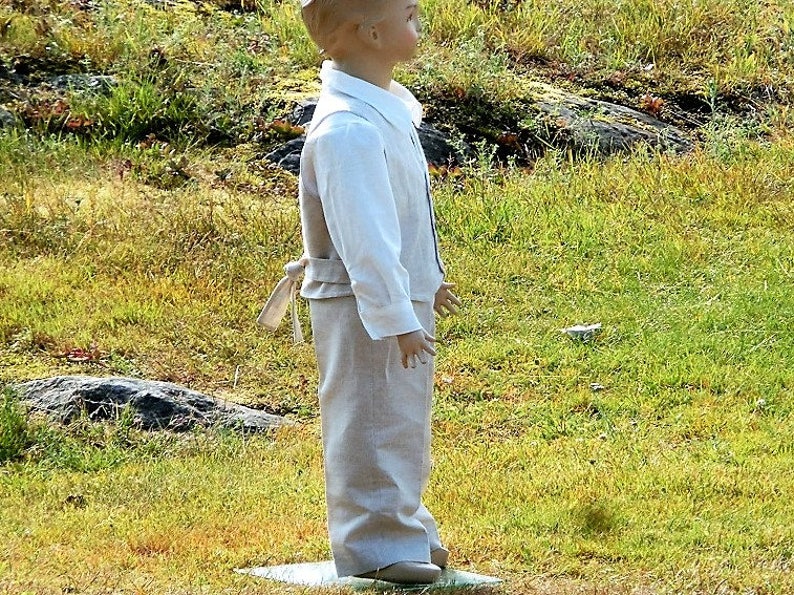 Ring Bearer Outfit Boys Natural Linen Suit Rustic Ring Bearer Etsy Canada