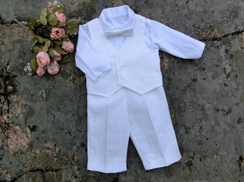 linen christening outfit boy