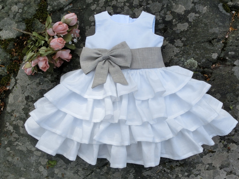 Boho Baby Linen Dress Baby Flower Girl Dress Girls Etsy