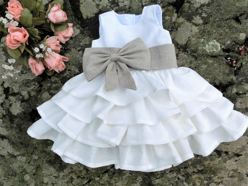 Boho Baby Linen Dress Baby Flower Girl Dress Girls Etsy