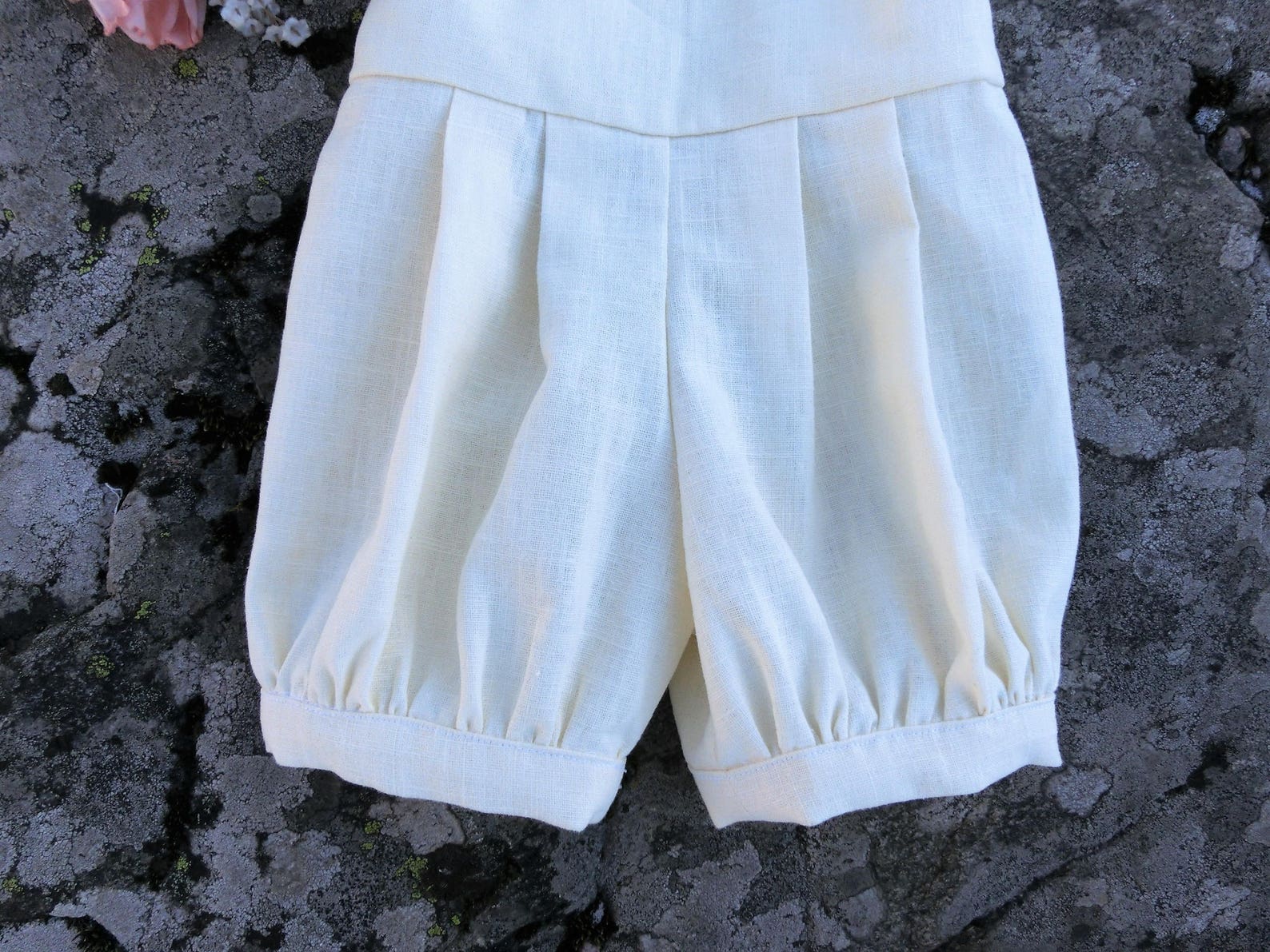 Linen Baptism Romper Baby Boy Ivory Christening Romper Etsy