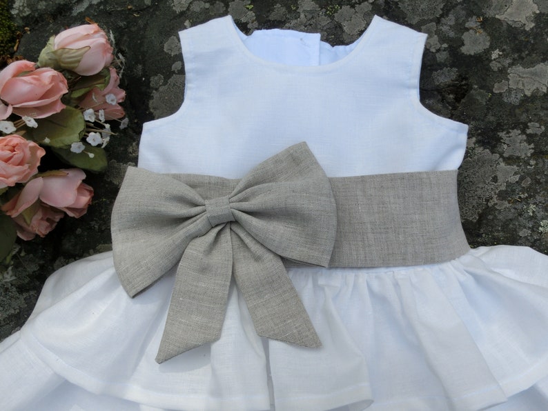 Boho Baby Linen Dress Baby Flower Girl Dress Girls Etsy