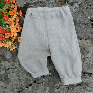 Natural linen pants for baby, Baggy trousers, Gender neutral pants, Unisex linen clothes.
