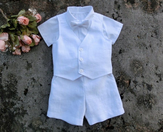 white linen short set
