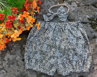 Floral baby bloomers ans headband, Baby girl diaper covers, Girls bubble shorts.