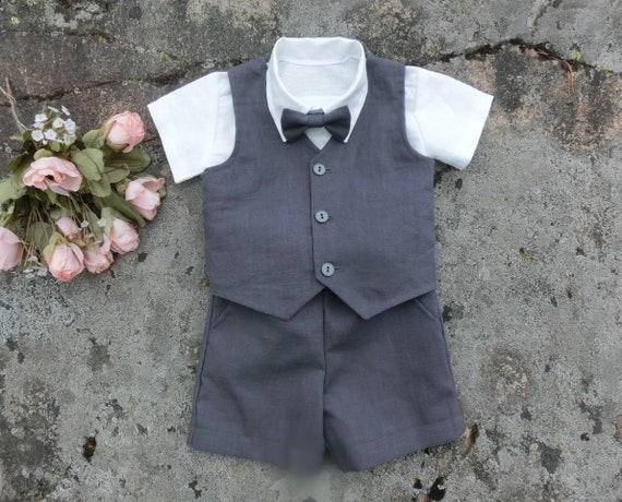 Boys grey cheap wedding shorts