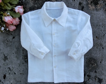 Handmade Boys White Linen Shirt, Wedding Ring Bearer Outfit