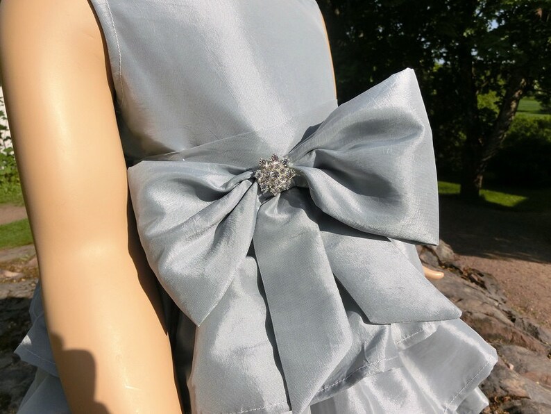 Silver Grey Flower Girl Ruffle Dress Toddler Girls Winter Wedding Dress Special Occasion Girl