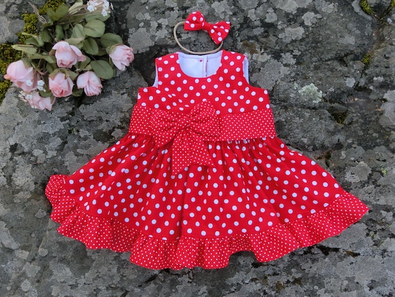 Baby Red Polka Dot Dress, Ruffle Cotton Holiday Dress With Headband - Etsy Baby Red Polka Dot Dress, Ruffle Cotton Holiday Dress With Headband - Etsy