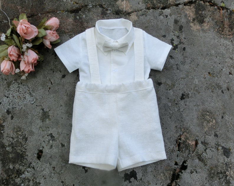 Baby Boy Wedding Outfit Boys Ivory Suspender Outfit Toddler Etsy