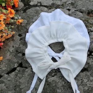Baby Linen Ruffle Collar: Ivory or White Detachable Collar