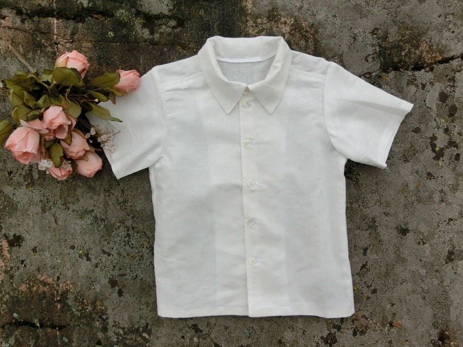 White Shirt for Boys Gino Formal Dress Shirt #G111 (Small/3-6