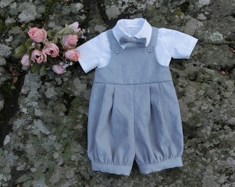 Babylinne-sparkdräkt med fluga, bröllopsoutfit