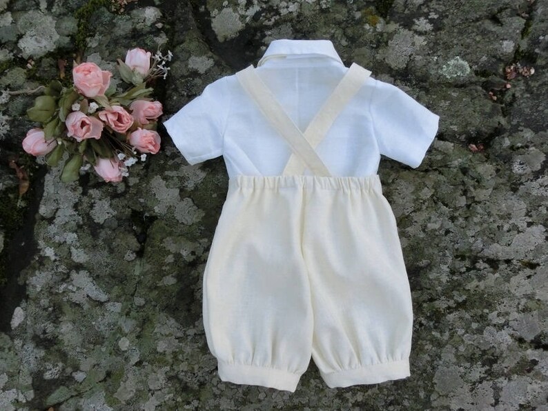 Baby Baptism Outfit Ivory Baby Boy Linen Romper Baby Wedding Etsy UK