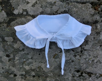 Baby cotton detachable collar, White ruffle collar, Baby girls removable one size collar.