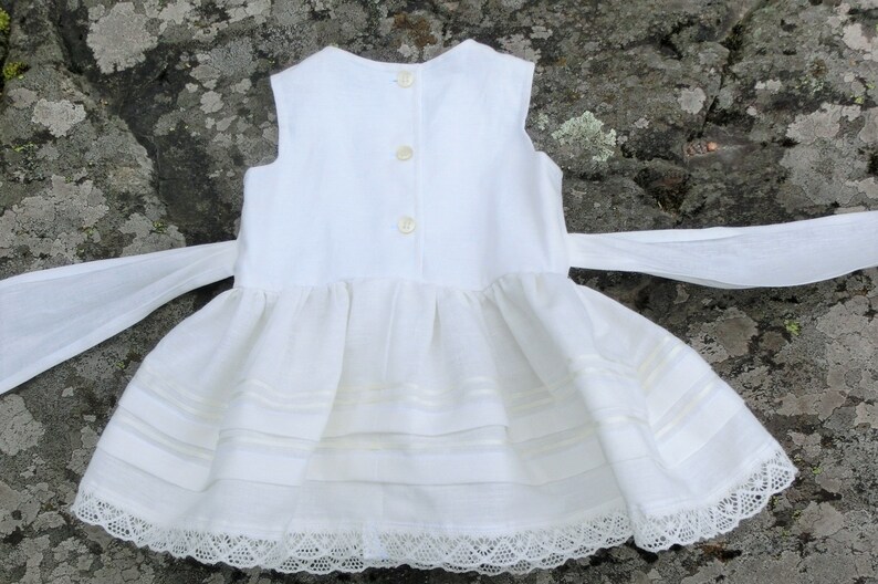 Linen Christening Gown Baby Baptism Dress Baby Blessing Etsy
