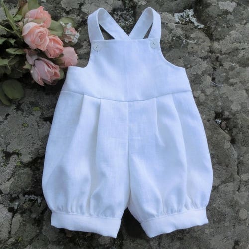 Baby Boy White Romper Newborn Ivory Romper Natural Linen Etsy