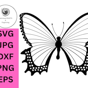 Papillon SVG, naturel, original, dessiné à la main, téléchargement numérique pour gravure laser, vinyle, travaux manuels en papier, machines de découpe, conception par sublimation