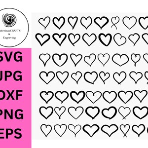 Heart SVG Bundle, Heart Clipart, Doodle Hearts, Valentines Svg, Hand-drawn Heart svg, Valentine Heart svg, Cut Files Cricut, Silhouette