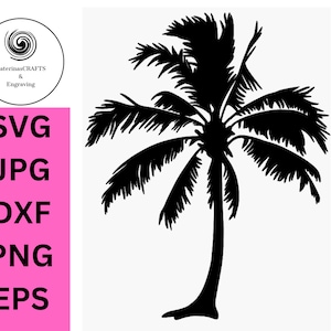 Palm Tree SVG Cut File, Single Palm Tree Silhouette Clipart, Beach scene, Tropical ocean Vacation, Sunset beach, island life, summer decor