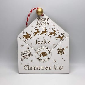 Adorno con nombre personalizado en forma de sobre para carta de Papá Noel, bonito regalo interactivo para niños, decoración navideña hecha a mano, portalistas de deseos divertidos para las fiestas, lista de Navidad