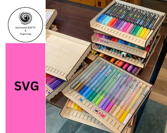 Paint Pen Storage Box SVG, Paint Pen Organizer, Tooli-Art Fine Paint Pen Organizer, Fine Point Paint Pen Holder SVG, stackable Pen organizer