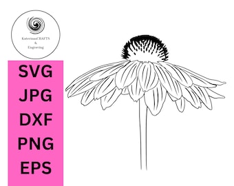 Echinacea Flower SVG, Natural, Original, Hand Drawn, Digital Download for laser engraving, vinyl, paper crafts, cut machines, sublimination