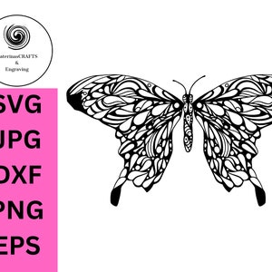Papillon SVG, naturel, original, dessiné à la main, téléchargement numérique pour gravure laser, vinyle, travaux manuels en papier, machines de découpe, conception par sublimation