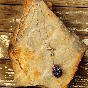 Wire Wrapped Geode Toggle Necklace