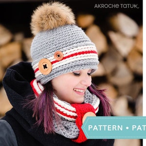 Alaska Kit. Crochet work sock hat and cowl pattern by Akroche tatuk. (english and french).