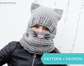 PDF ONLY. Cat Kit crochet pattern by Akroche Tatuk 4 sizes child to adult.