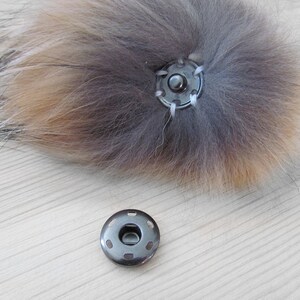 Black raccoon fur pompom for hat beanie image 2