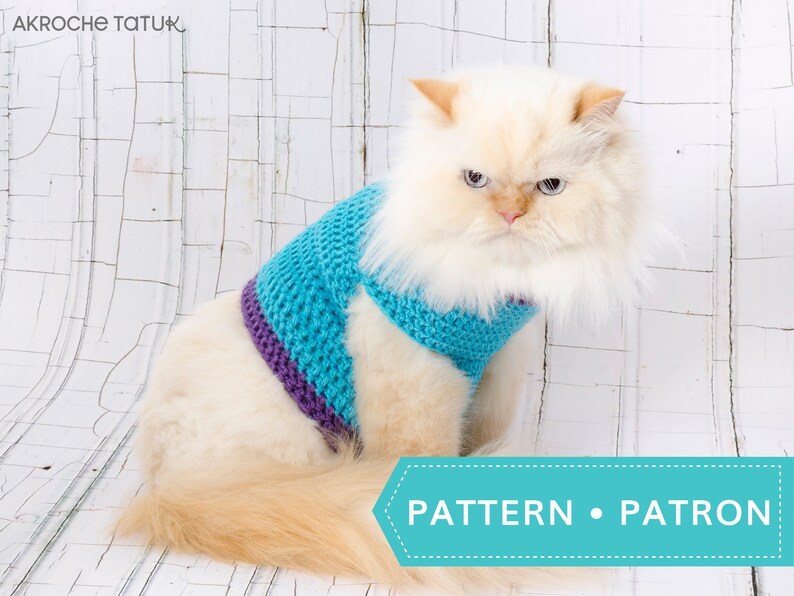 Pattern only Cat sweater pattern by Akroche Tatuk english and french. image 1