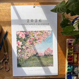 2026 watercolor landscape write-in wall calendar