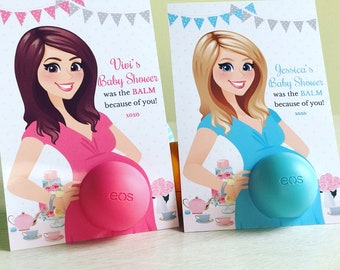 EOS babyshower gunsten Theekransje gunsten Afdrukbare tags - Gepersonaliseerde bedankjes voor EOS lippenbalsem