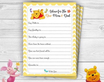 Winnie the Pooh Baby Shower Advice Cards (Printable Digital Download)