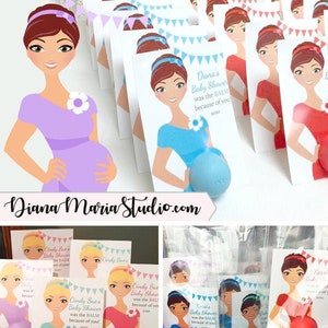 Upominki na Baby Shower dla balsamu do ust EOS - Szablon upominku do wydrukowania - Baby Bump W ciąży Przyszła mama - Spersonalizowane podziękowania