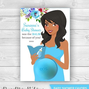 Eos Balm Holder - Afroamerykańska mama w ciąży Baby Shower Favors Wydrukowalne etykiety upominkowe - SZABLON DO DRUKU