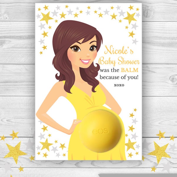 Twinkle Baby Shower Eos Favors - Balm Holder Gold Stars Twinkle Twinkle Eos Lip Balm Favor Card