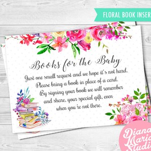 Printable Floral Bring a Book Invitation Insert Pink Purple - Etsy