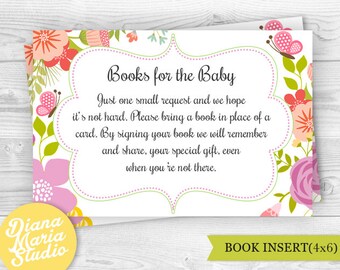 Printable Book Insert Bring a book card - Baby Shower Book Instead of Card - Size 4x6 INSTANT DOWNLOAD