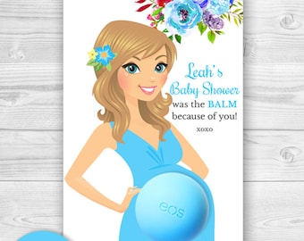 Baby Shower EOS lip balm Favor Card - Printable Favor Template - Floral Baby Shower - Personalized Thank you favors