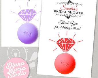 Eos Bridal Shower Favors -Thank you Tags - Bridal Shower Gifts - Engagement ring - DIY Favors -PRINTABLE PDF