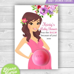 Baby Shower EOS lip balm Favor Card Printable Favor Template Floral Baby Shower Personalized Thank you favors image 4