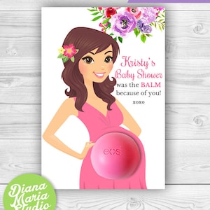 Bedankjes babyshower Eos lippenbalsemhouder bedankkaart afdrukbare bedankkaart babyshower