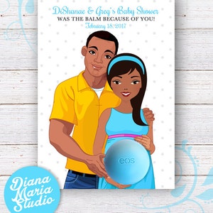 Co-ed Baby Shower Favor Card - Eos Baby Shower Favors - African American Couple Baby Shower Favors